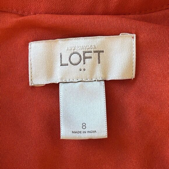 LOFT Hi Low Color Block Sleeveless Maxi Dress Womens 8 Orange Tan Sleeveless - Picture 4 of 7